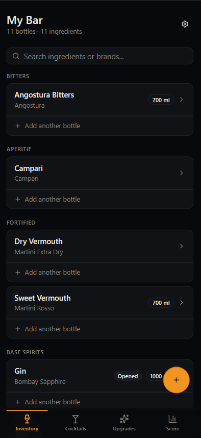 Poura inventory screen